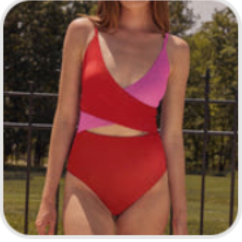 The Sea Breeze Cutout One-Piece - Lava & Hibiscus - Summersalt - Worn once!